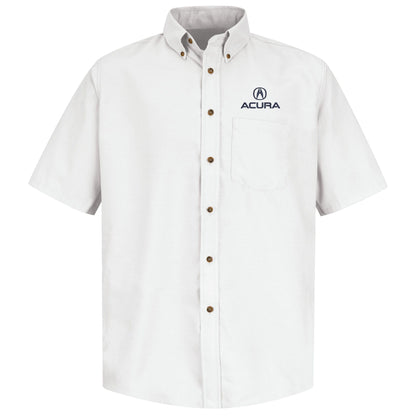 Acura Men's Short Sleeve Poplin Dress Shirt - White