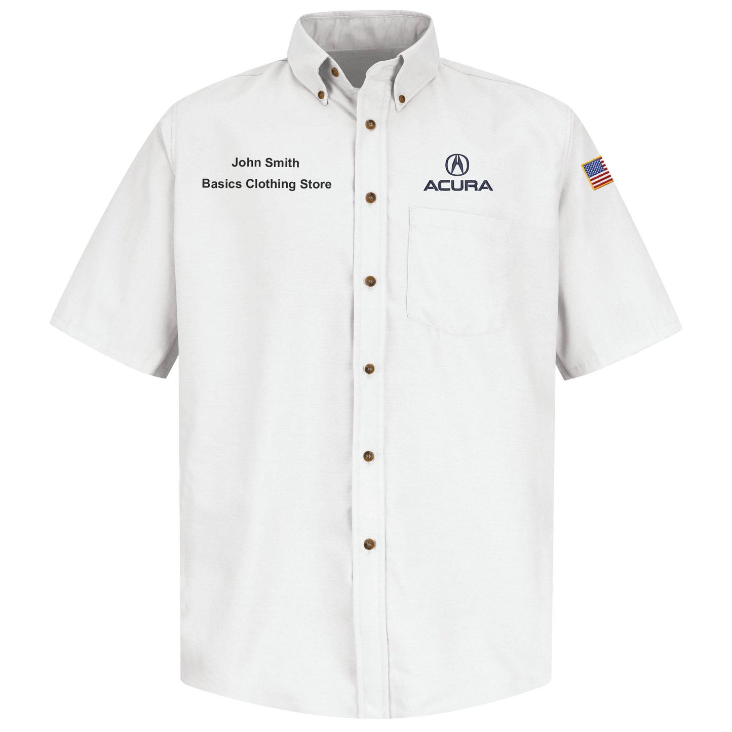 Acura Men's Short Sleeve Poplin Dress Shirt - White