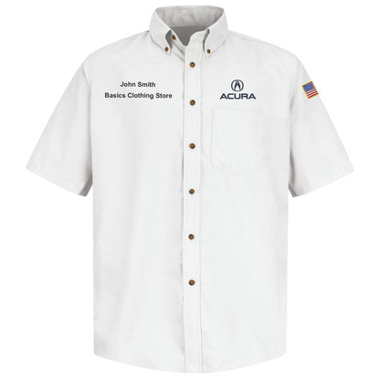Acura Men's Short Sleeve Poplin Dress Shirt - White