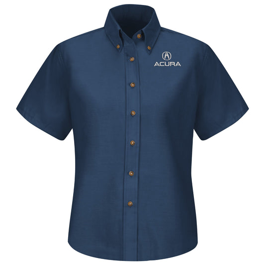 Acura Women's Short Sleeve Poplin Dress Shirt - Navy