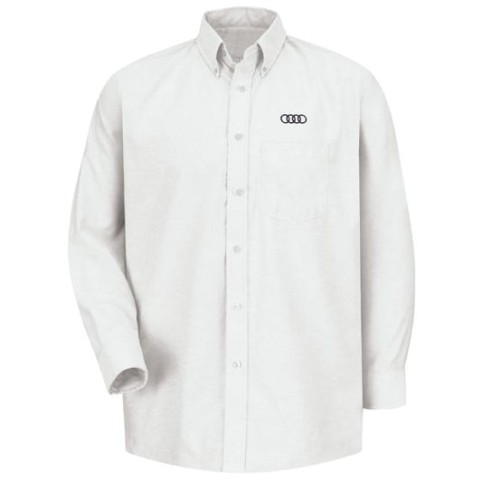 Audi Men's Long Sleeve Executive Oxford Dress Shirt-White