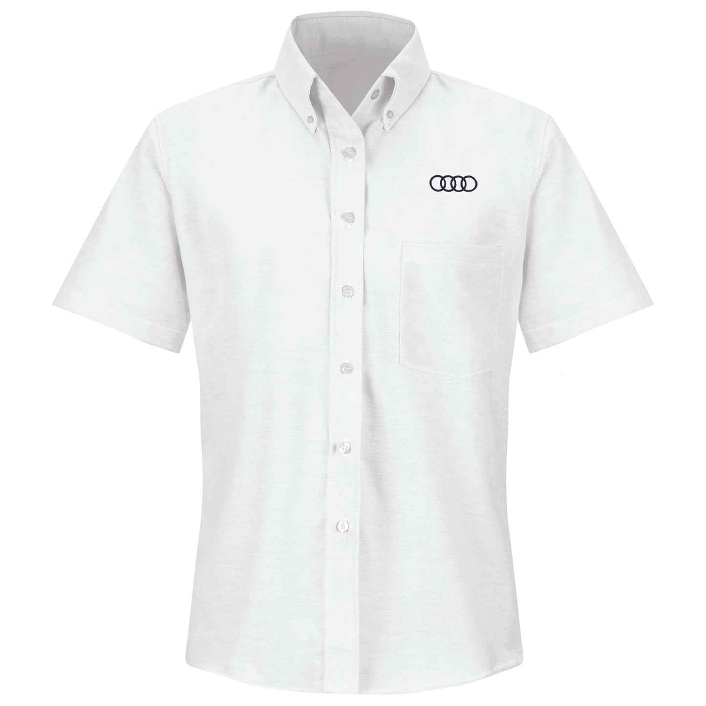 Audi® Women's Short Sleeve Executive Oxford Dress Shirt-White