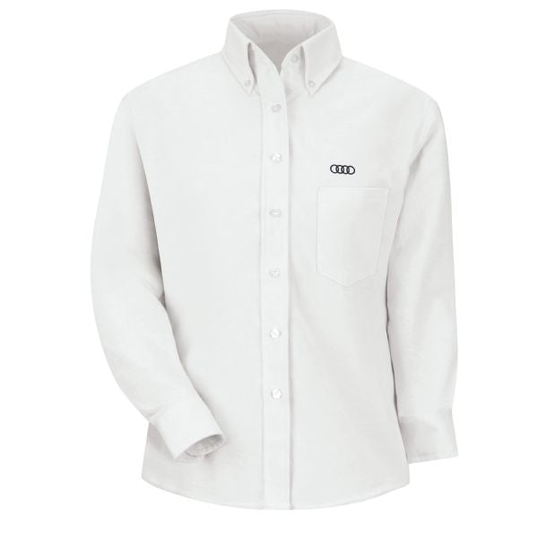 Audi Women's Long Sleeve Executive Oxford Dress Shirt-White