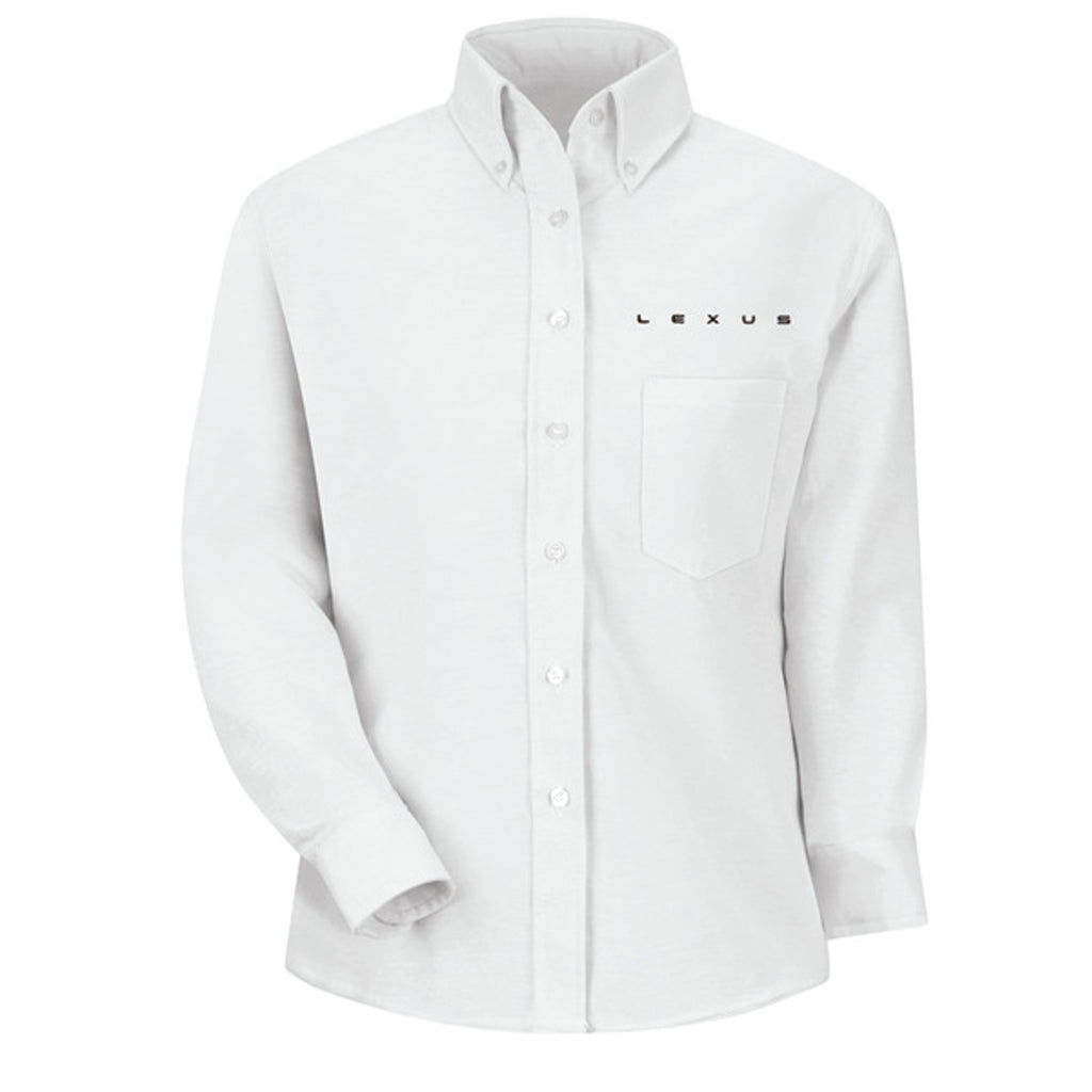 Camisa de vestir ejecutiva tipo Oxford de manga larga para mujer de Lexus® - Blanca