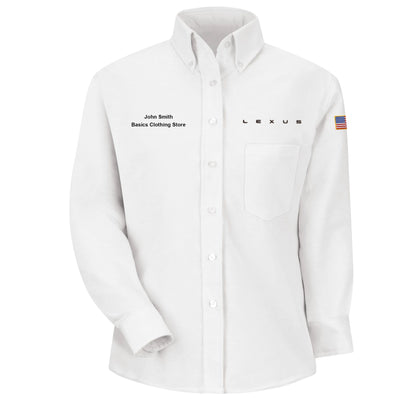 Lexus® Women's Long Sleeve Executive Oxford Dress Shirt - White
