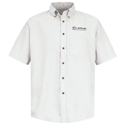 Camisa de vestir de popelina de manga corta para hombre Lexus® - Blanca