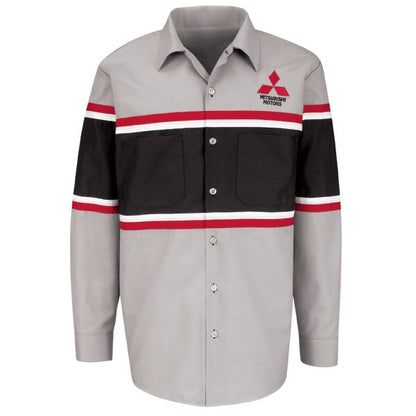 Mitsubishi® Long Sleeve Convertible Collar - Light Grey / Black -1443GM