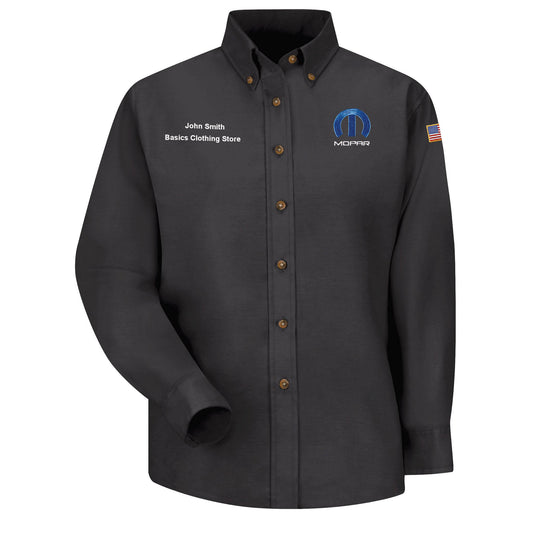 Mopar Women's Long Sleeve Poplin Dress Shirt - Black  - 1509BK - Basics Clothing Store