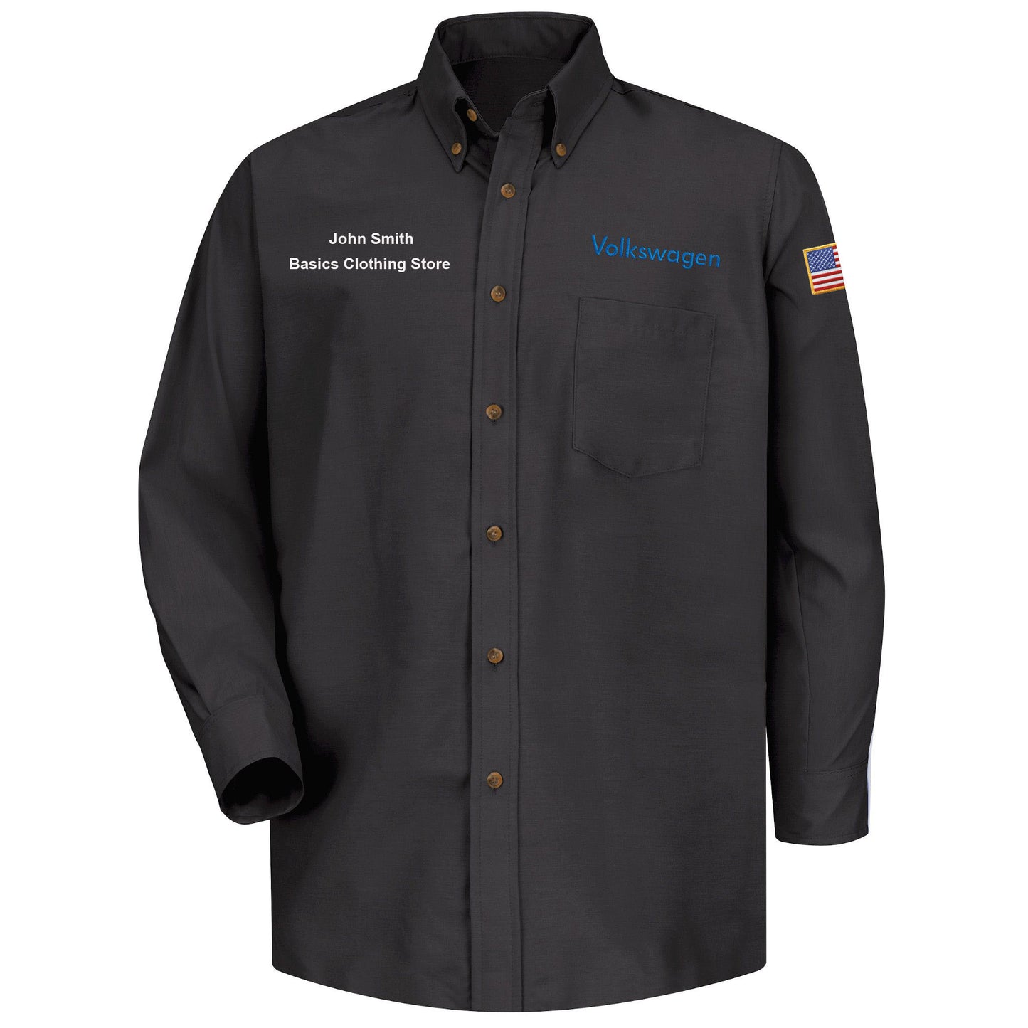 Volkswagen Men's Long Sleeve Poplin Dress Shirt -Left Chest Volkswagen