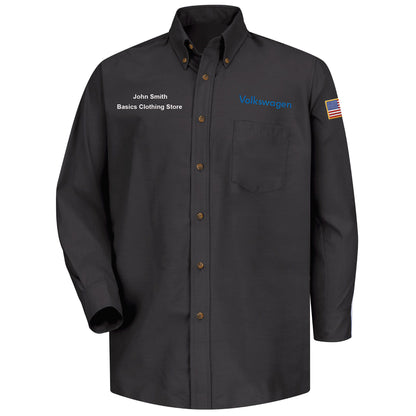 Volkswagen Men's Long Sleeve Poplin Dress Shirt -Left Chest Volkswagen