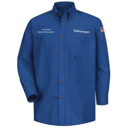 Volkswagen Men's Long Sleeve Poplin Dress Shirt -Left Chest Volkswagen