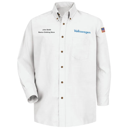 Volkswagen Men's Long Sleeve Poplin Dress Shirt -Left Chest Volkswagen