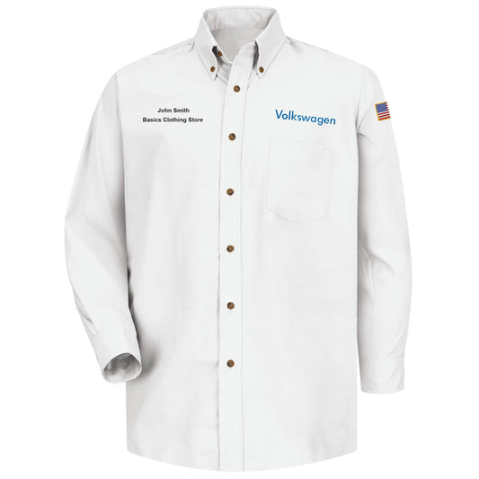 Volkswagen Men's Long Sleeve Poplin Dress Shirt -Left Chest Volkswagen - Basics Clothing Store