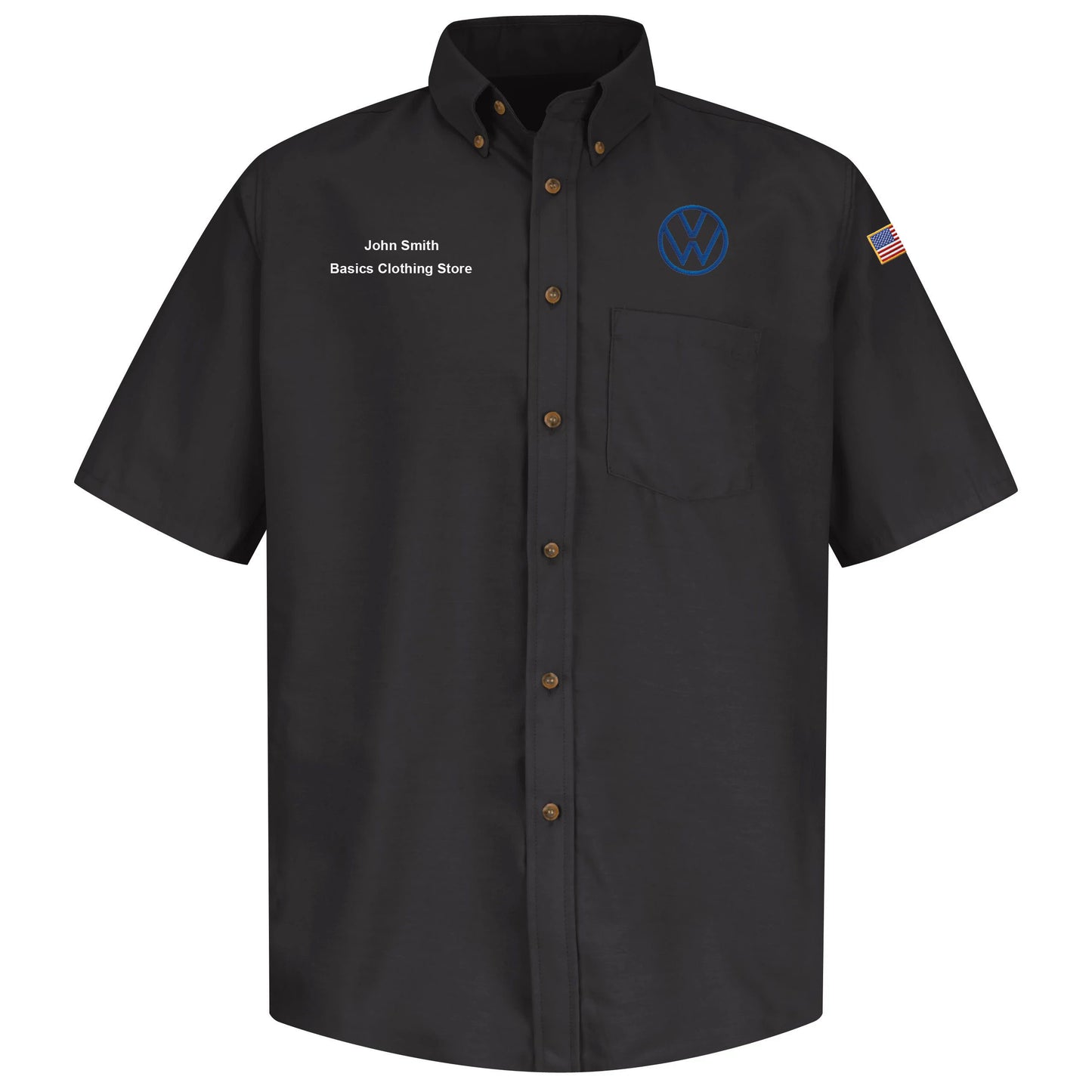 Volkswagen® Mens Short Sleeve Poplin Dress Shirt - 	Left Chest: Royal VW