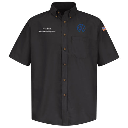 Volkswagen® Mens Short Sleeve Poplin Dress Shirt - 	Left Chest: Royal VW
