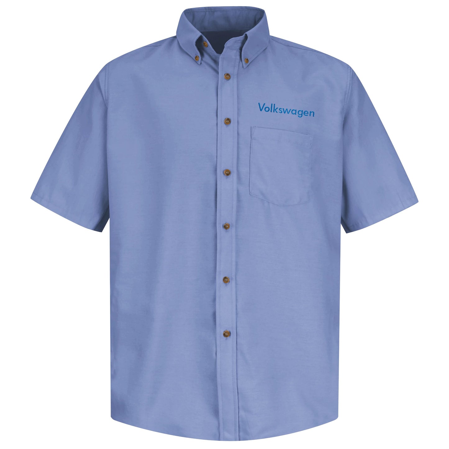 Camisa de vestir de popelina de manga corta para hombre de Volkswagen® (pecho izquierdo): Royal Volkswagen