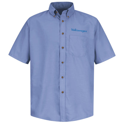 Camisa de vestir de popelina de manga corta para hombre de Volkswagen® (pecho izquierdo): Royal Volkswagen