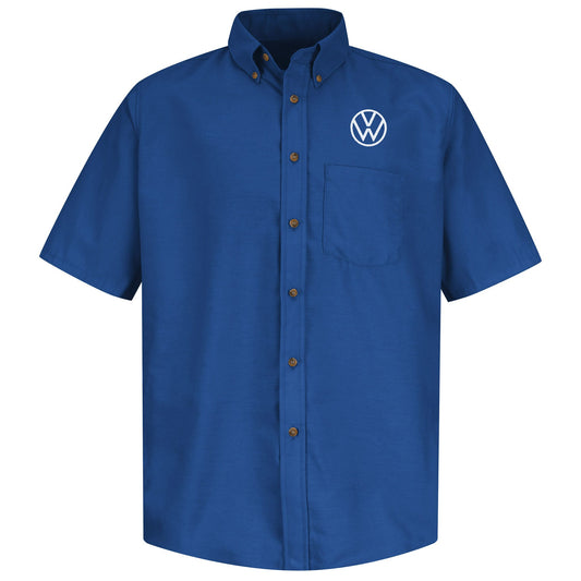 Volkswagen® Mens Short Sleeve Poplin Dress Shirt - 	Left Chest: Royal VW - Basics Clothing Store