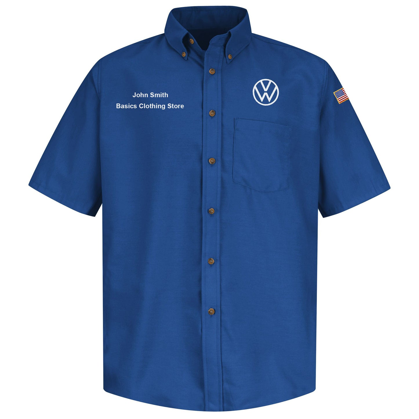 Volkswagen® Mens Short Sleeve Poplin Dress Shirt - 	Left Chest: Royal VW