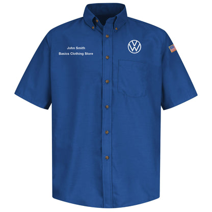 Volkswagen® Mens Short Sleeve Poplin Dress Shirt - 	Left Chest: Royal VW
