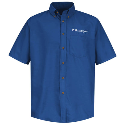 Camisa de vestir de popelina de manga corta para hombre de Volkswagen® (pecho izquierdo): Royal Volkswagen