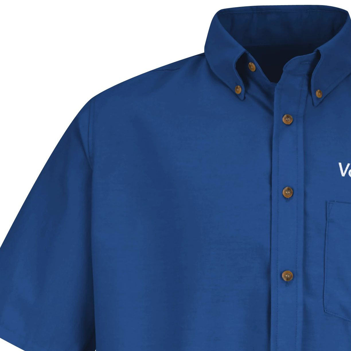 Camisa de vestir de popelina de manga corta para hombre de Volkswagen® (pecho izquierdo): Royal Volkswagen