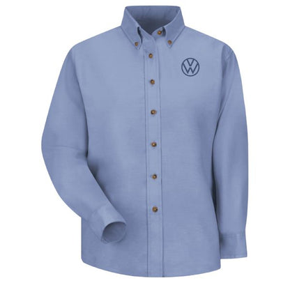 Volkswagen® Women's Long Sleeve Poplin Dress Shirt - Left Chest: Royal Volkswagen