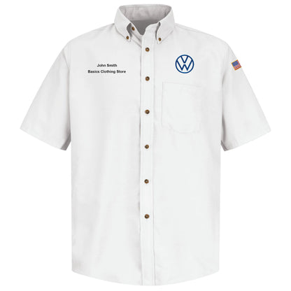 Volkswagen® Mens Short Sleeve Poplin Dress Shirt - 	Left Chest: Royal VW