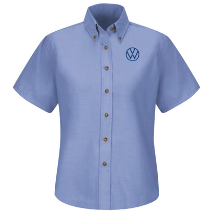 Volkswagen® Women's Short Sleeve Poplin Dress Shirt - Left Chest: Royal VW