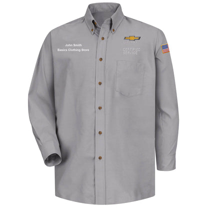 Chevrolet Men's Long Sleeve Poplin Dress Shirt