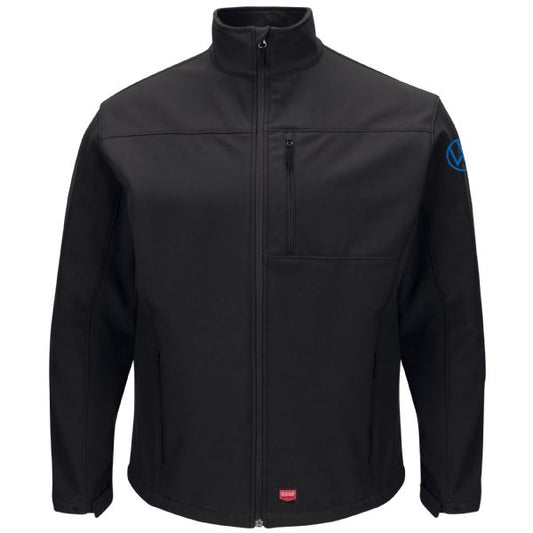 Volkswagen® Men's Deluxe Soft Shell Jacket - Black -	Left Sleeve: Royal VW