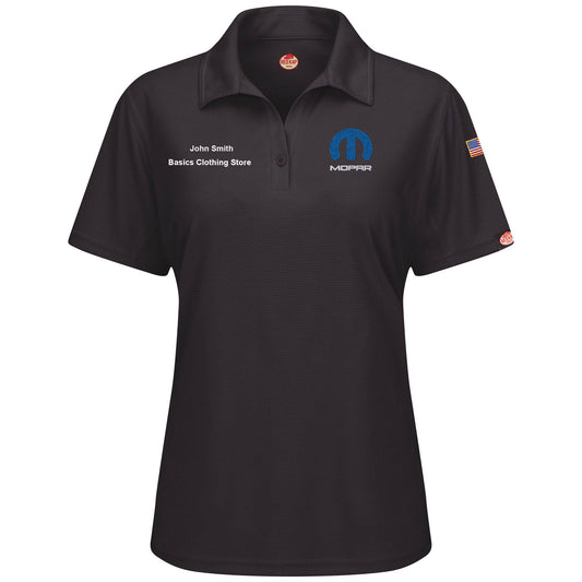 Mopar Women's Short Sleeve Performance Knit Flex Series Pro Polo - Black - 5247BK