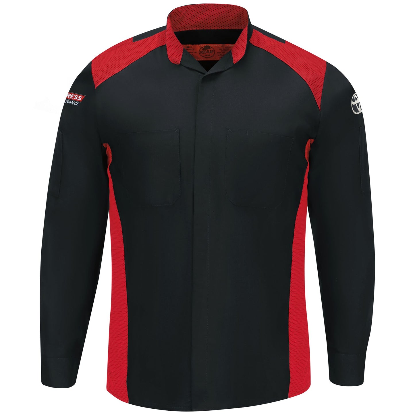 Toyota® Long Sleeve Ripstop Technician Shirt - Maintenance Express Logo - Black with Red Mesh Accents