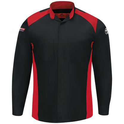 Toyota® Long Sleeve Ripstop Technician Shirt - Maintenance Express Logo - Black with Red Mesh Accents