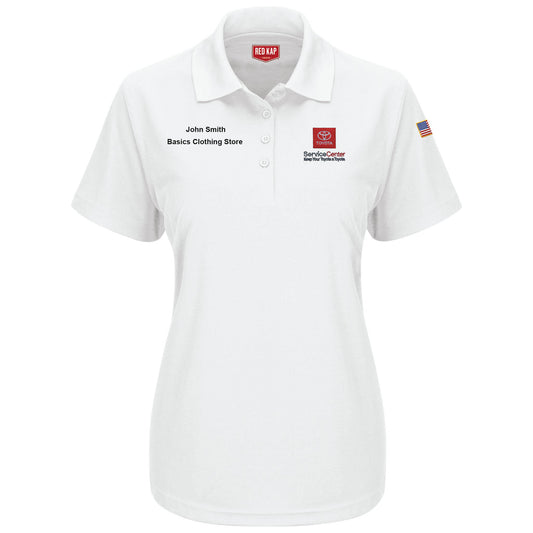 Toyota® Women's SS Performance Knit® Pocketless Core Polo - Service Center Logo - White-5515WH