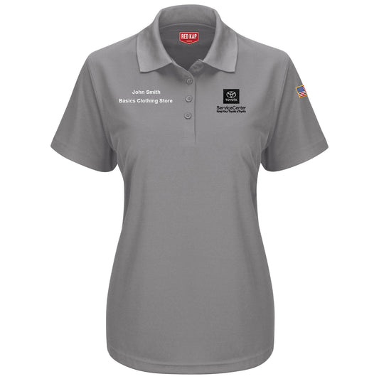 Toyota® Women's SS Performance Knit® Pocketless Core Polo - Service Center Logo -Grey -5519GY