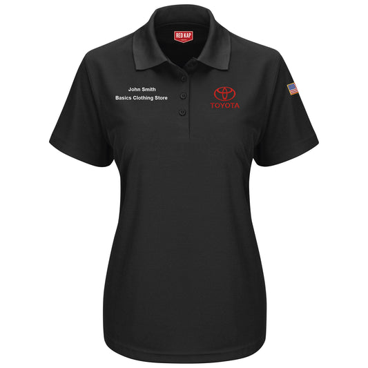 Toyota® Women's Short Sleeve Performance Knit® Pocketless Core Polo - Toyota Logo - Black - 5525BK