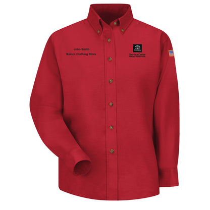 Toyota® Women's Long Sleeve Poplin Dress Shirt - Service Center Logo