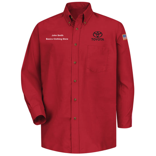 Toyota® Men's Long Sleeve Poplin Dress Shirt - Toyota Logo - Red - 5543RD