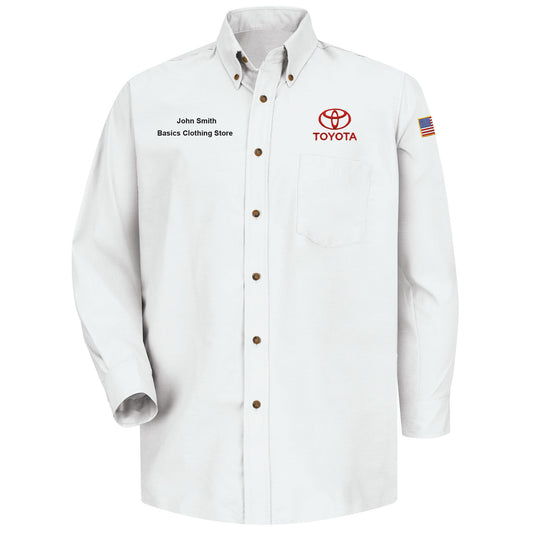Toyota® Men's Long Sleeve Poplin Dress Shirt - Toyota Logo - White - 5547WH