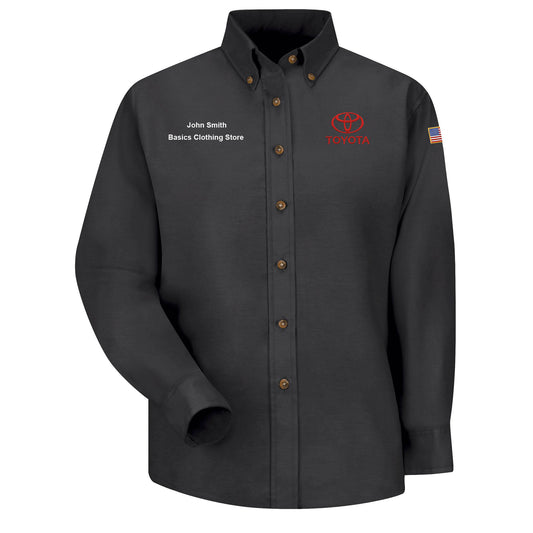 Toyota® Women's Long Sleeve Poplin Dress Shirt - Toyota Logo - Black - 5553BK