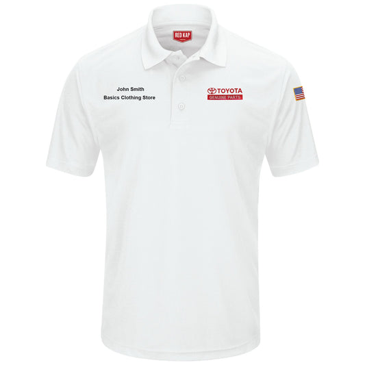 Toyota® Men's Short Sleeve Performance Knit® Pocketless Core Polo - Genuine Parts Logo - White -5558WH