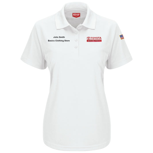 Toyota® Women's Short Sleeve Performance Knit® Pocketless Core Polo - Genuine Parts Logo - White -5559WH