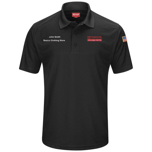 Toyota® Men's Short Sleeve Performance Knit® Pocketless Core Polo - Genuine Parts Logo - Black - 5560BK