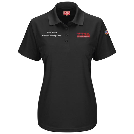 Toyota® Women's Short Sleeve Performance Knit® Pocketless Core Polo - Genuine Parts Logo - Black  - 5561BK