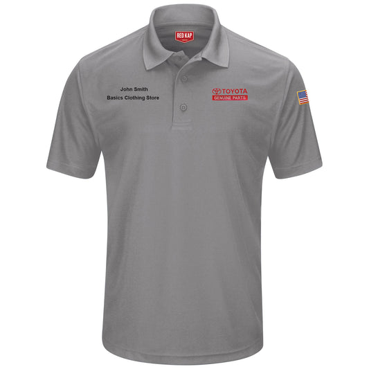 Toyota® Men's Short Sleeve Performance Knit® Pocketless Core Polo - Genuine Parts Logo - Grey - 5562GY