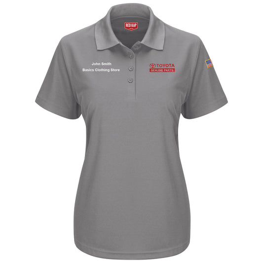 Toyota® Women's Short Sleeve Performance Knit® Pocketless Core Polo - Genuine Parts Logo - Grey - 5563GY