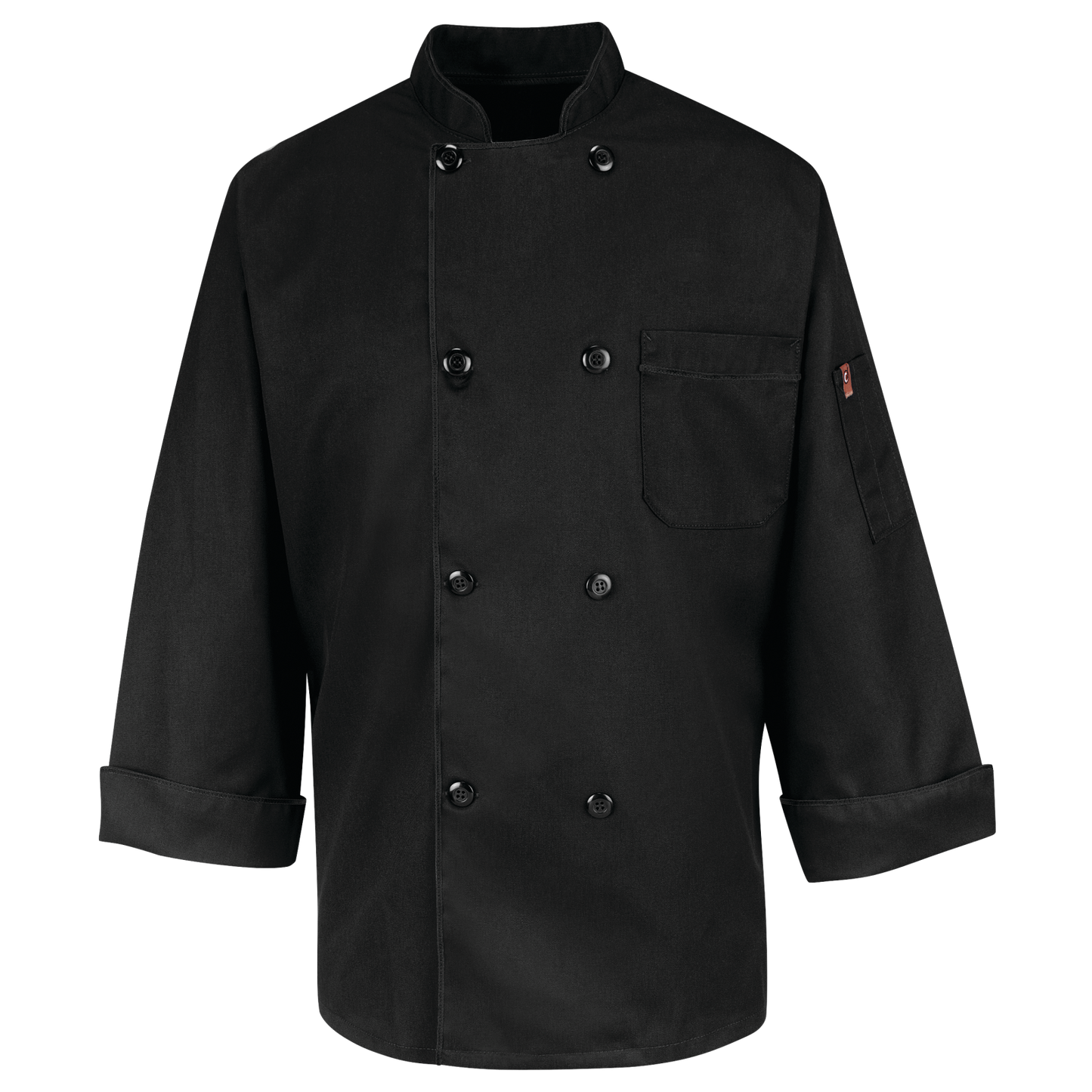 Red Kap Eight Pearl Button Black Chef Coat