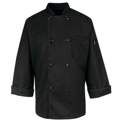 Red Kap Eight Pearl Button Black Chef Coat