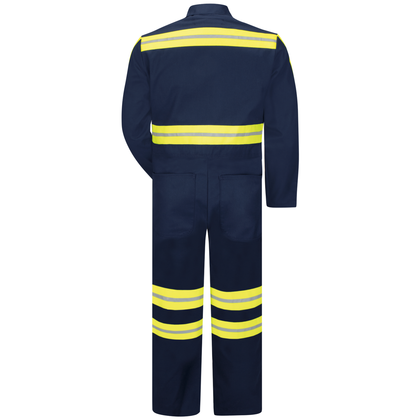 Red Kap Enhanced Visibility Twill Action Back Coverall-Navy w/ Yellow Visibility Trim